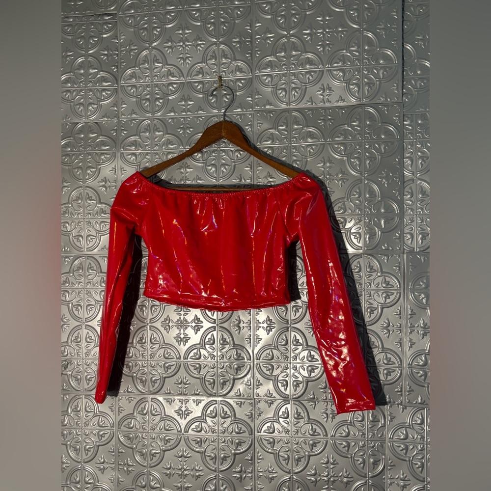 Sexy Brittany Spears Wet Look Crop Top Slim Party Blouse Cosplay crop Top
